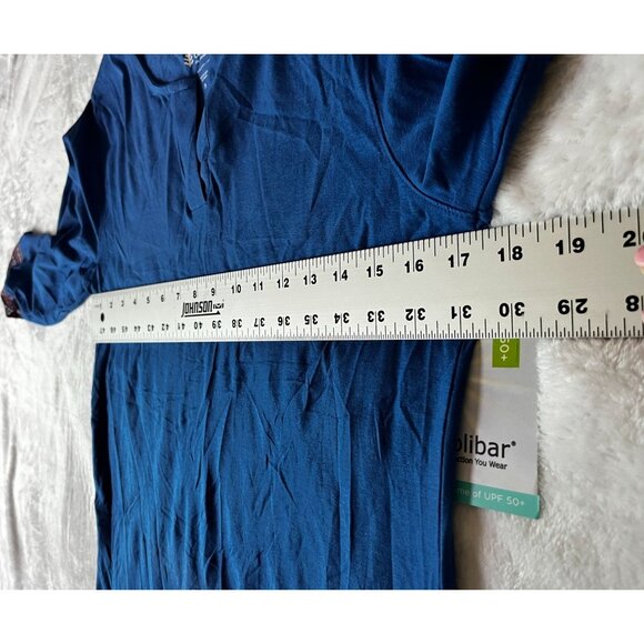 Coolibar Women Blue UPF 50+ UV Protection Tunic Dress Small Embroidered Trim New - Picture 6 of 11
